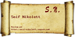 Seif Nikolett névjegykártya